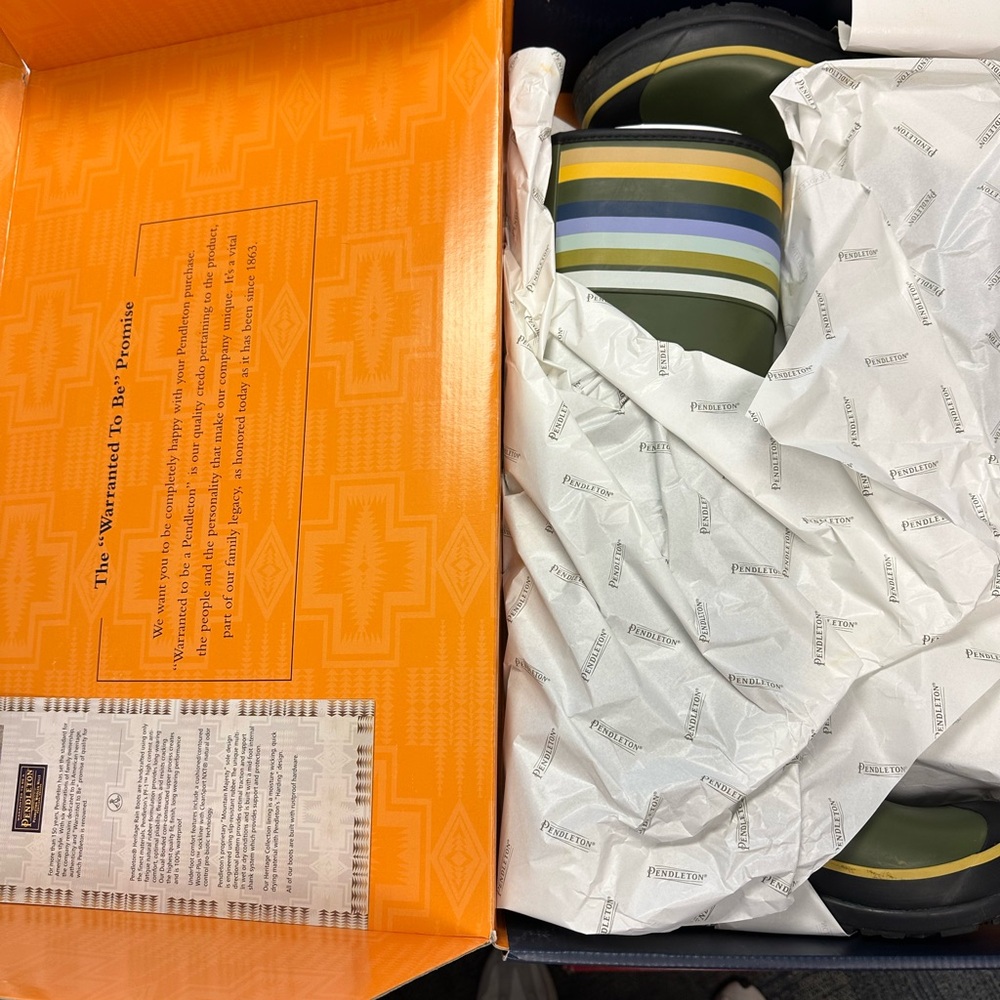 Pendleton Olive Green Striped Tall Rain Boot - Picture 4 of 5